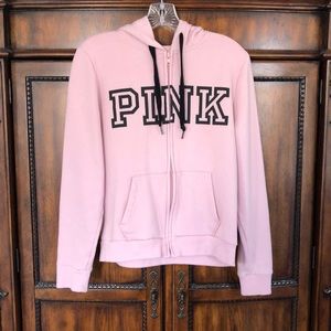 VS Pink Pink Zip Up Hoodie Sweatshirt Size M